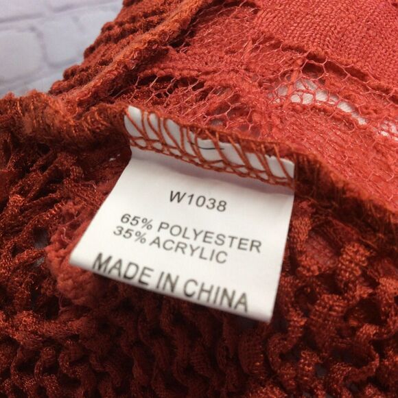 36 Point 5 Crochet Top Women's M Burnt Orange See Through Pullover Beachy Boho - Picture 4 of 11